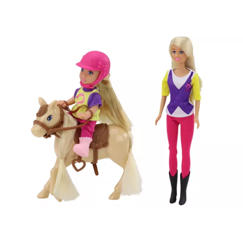 LEAN TOYS Anlily Puppenset mit Kind und Pony, Pferdefarm