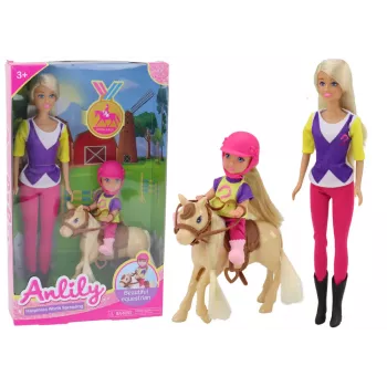 LEAN TOYS Anlily Puppenset mit Kind und Pony, Pferdefarm