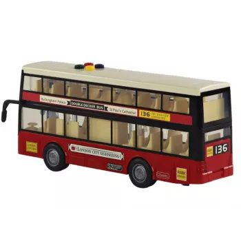 LEAN TOYS Doppeldecker-Stadtbus mit Licht und Sound Rot 1:16