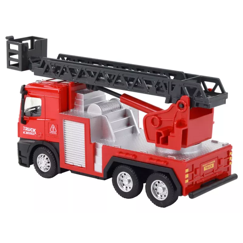 LEAN TOYS Rotes Feuerwehrauto mit ausziehbarer Leiter