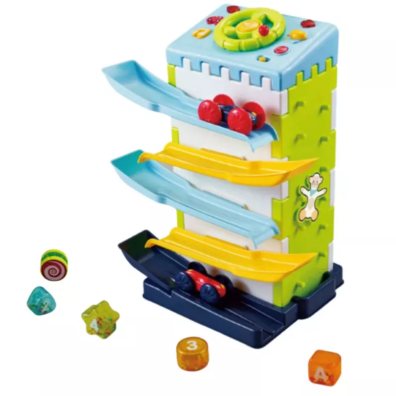 LEAN TOYS Educational Block Slide with Cars Sorter - Interaktives Spielzeug mit Licht & Sound
