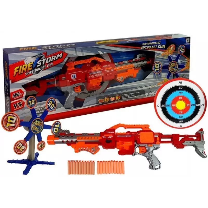 LEAN TOYS Foam Dart Rifle mit rotierendem Ziel 66 cm