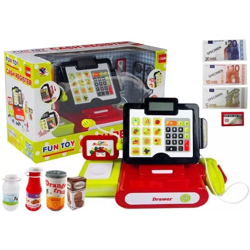 LEAN TOYS Registrierkasse mit Touchscreen-Rechner + Zubehör
