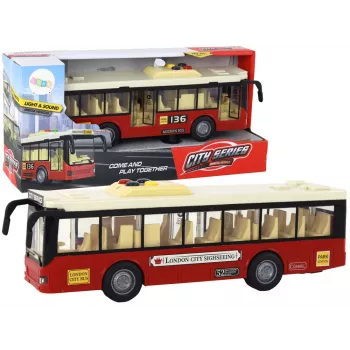 LEAN TOYS Batteriebetriebener Bus mit Licht und Sound - Red City 1:16