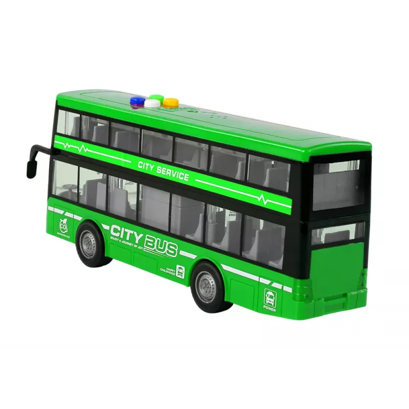 LEAN TOYS Batteriebetriebener Doppeldeckerbus mit Licht und Sound, Reibungsantrieb, Grün
