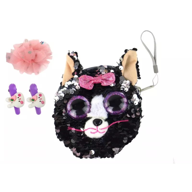 LEAN TOYS Cufflinks Geldbörsen-Set für Mädchen Kitty Geldbörse 4-teilig