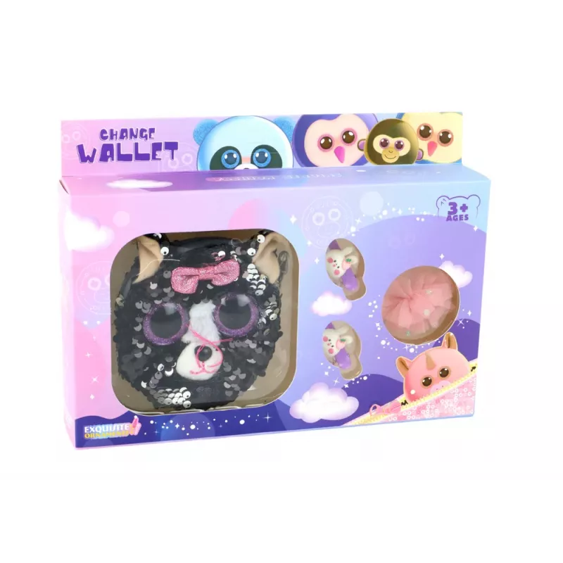 LEAN TOYS Cufflinks Geldbörsen-Set für Mädchen Kitty Geldbörse 4-teilig