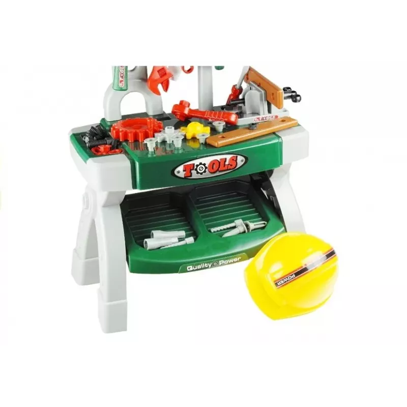 LEAN TOYS Kinder Werkbank Spielset mit Werkzeugen und Schraubstock
