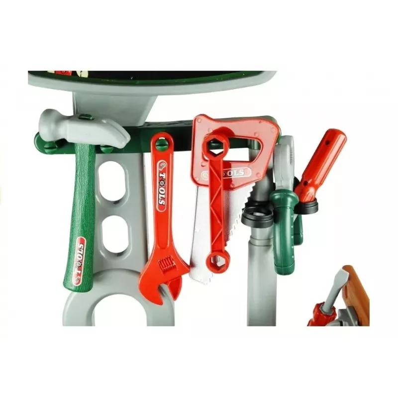 LEAN TOYS Kinder Werkbank Spielset mit Werkzeugen und Schraubstock