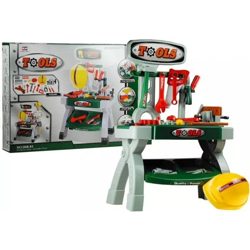 LEAN TOYS Kinder Werkbank Spielset mit Werkzeugen und Schraubstock