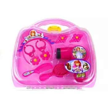 LEAN TOYS Princess in a Suitcase Set - Haartrockner, Ohrringe, Stirnband, Pink