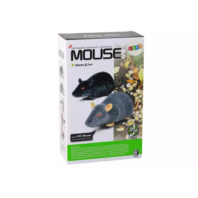 LEAN TOYS Große RC Maus auf Rädern Grau - Streich spielen