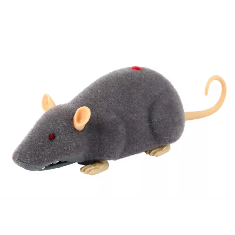 LEAN TOYS Große RC Maus auf Rädern Grau - Streich spielen
