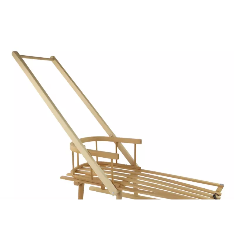 LEAN TOYS Schlitten mit Rückenlehne, Holz-Schiebestange, Holzgriff