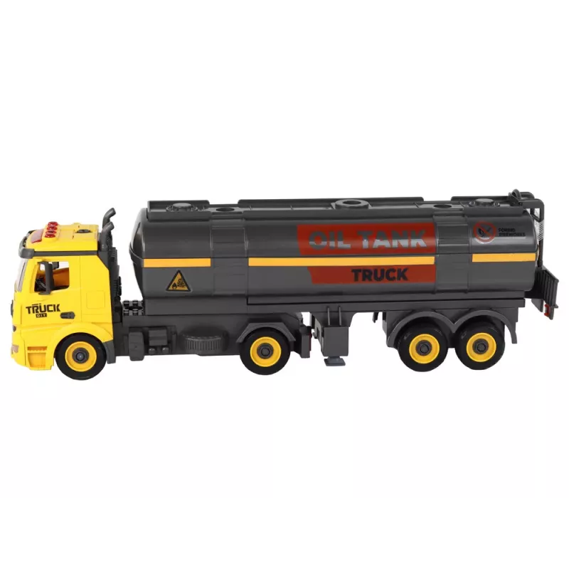 LEAN TOYS DIY Tank Truck zum Zusammen- und Auseinanderbauen, gelb, mit Licht und Sound