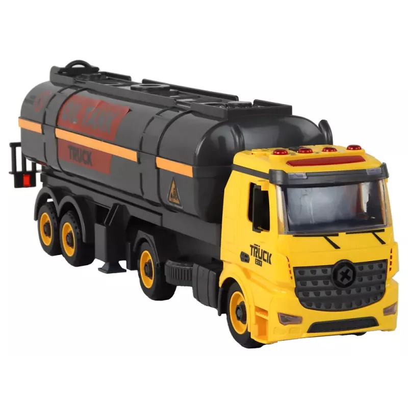 LEAN TOYS DIY Tank Truck zum Zusammen- und Auseinanderbauen, gelb, mit Licht und Sound