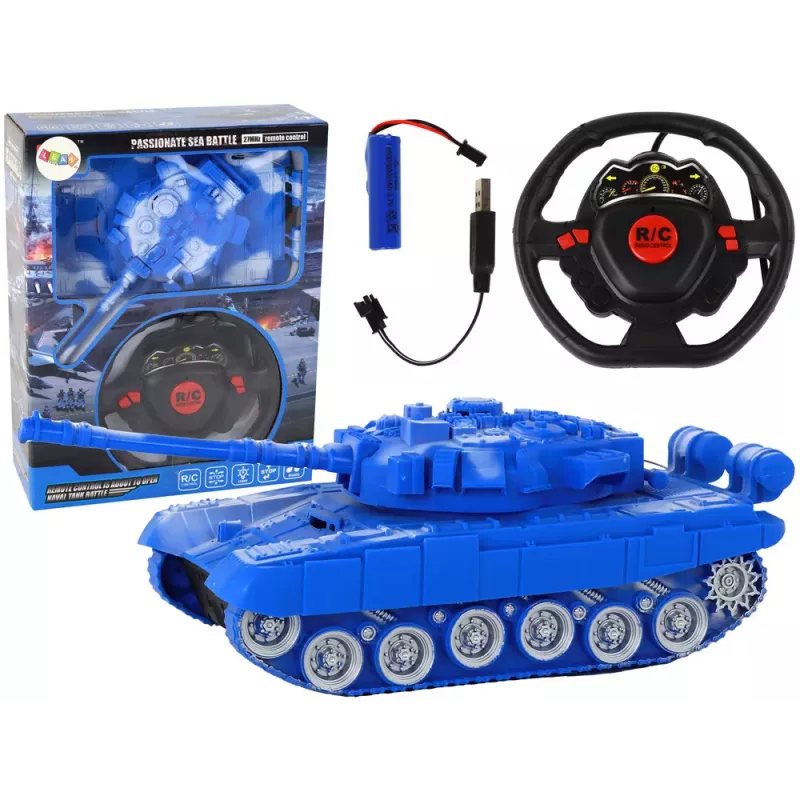 LEAN TOYS R/C Panzer ferngesteuert mit Licht und Sound Blau 1:18 27MHz