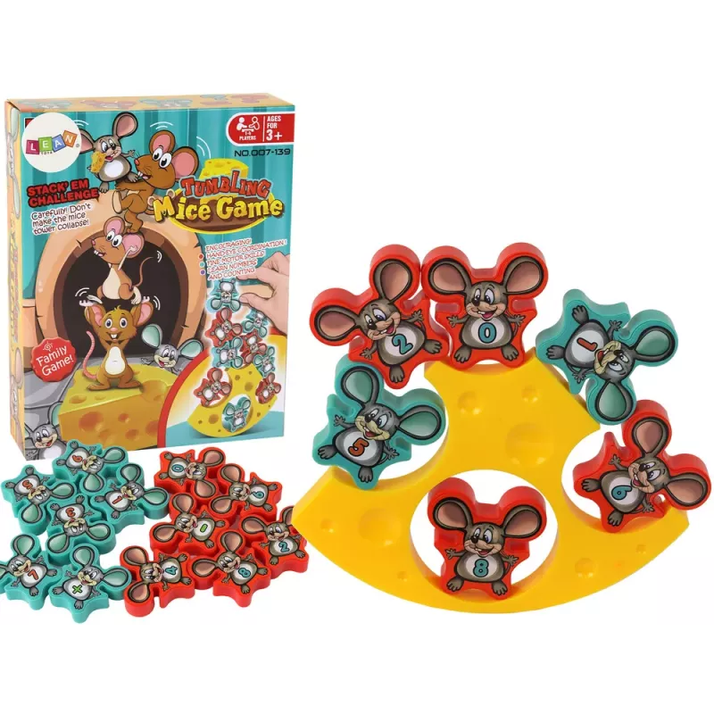 LEAN TOYS Arcade Game Mäuse Balancier-Käseturm 12 Teile - Mathe-Lektion
