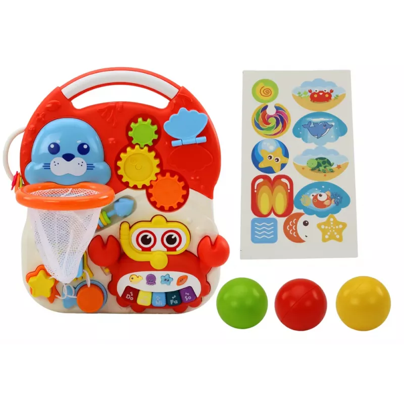 LEAN TOYS Schiebespielzeug Interaktiver Lerntisch 2in1 Rot