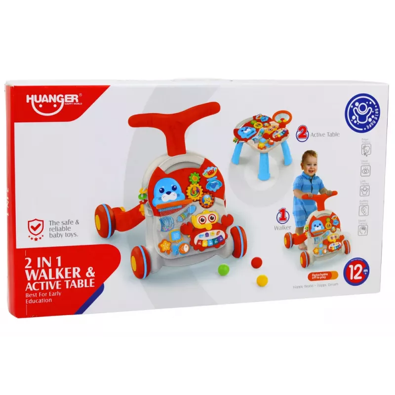 LEAN TOYS Schiebespielzeug Interaktiver Lerntisch 2in1 Rot