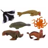 LEAN TOYS Set Meerestierfiguren Walross Robbe Oktopus 6 Stück