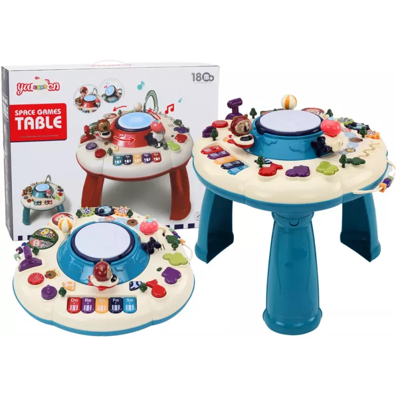 LEAN TOYS Interaktives Lern-Panel-Tisch-Klavier-Trommel Blau