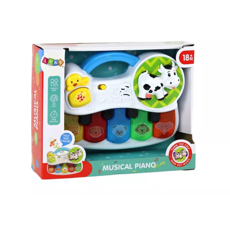 LEAN TOYS Kleines Klavier für Kleinkinder, Tiere, Lichter, Geräusche