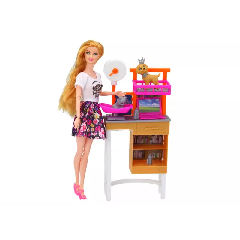 LEAN TOYS Puppenset mit Hunden, Katze und Tierarztzubehör
