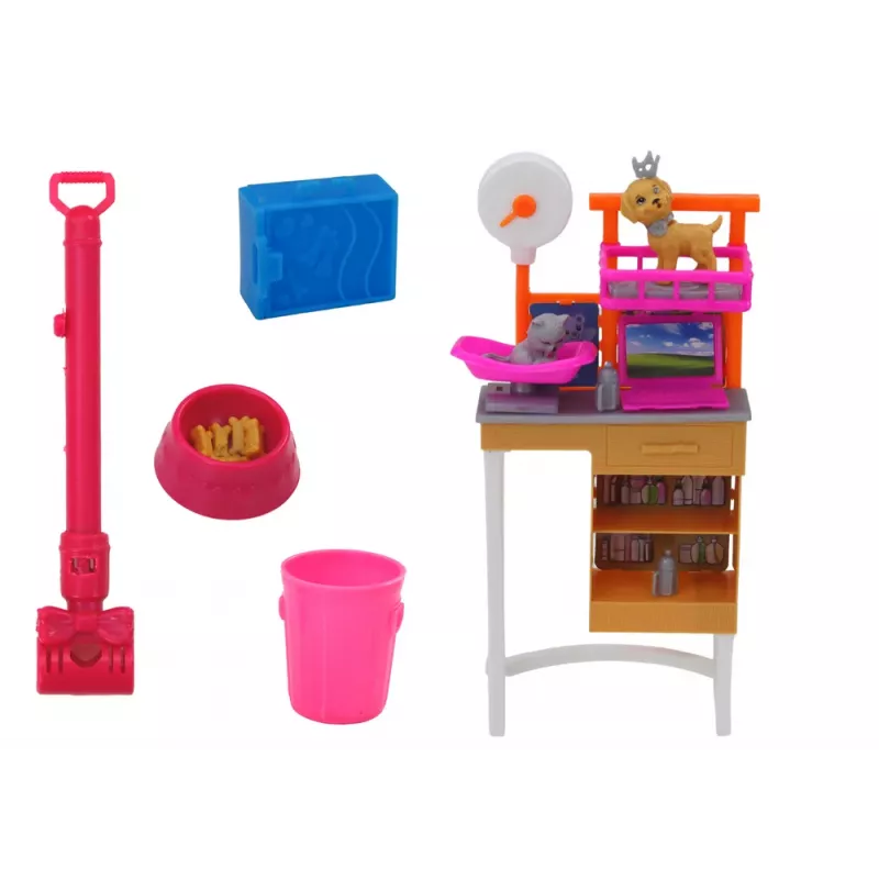 LEAN TOYS Puppenset mit Hunden, Katze und Tierarztzubehör