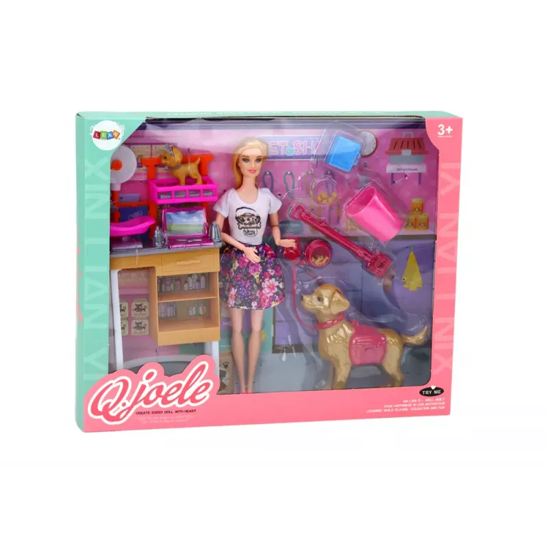LEAN TOYS Puppenset mit Hunden, Katze und Tierarztzubehör