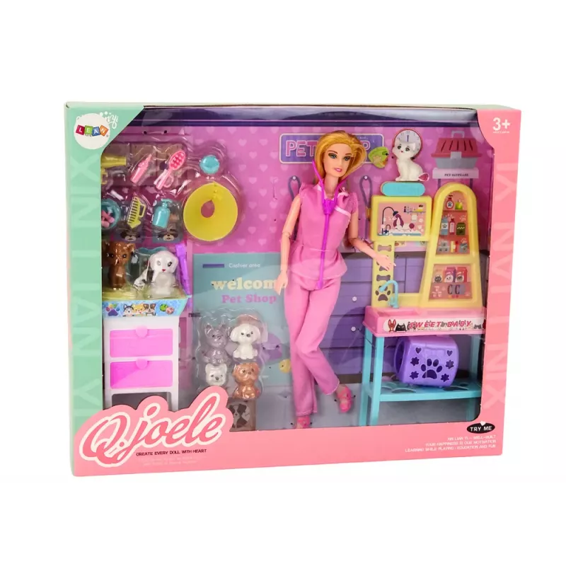 LEAN TOYS Lalaloopsy Tierarzt-Puppenset mit Behandlungseinrichtung, Zubehör und Haustier