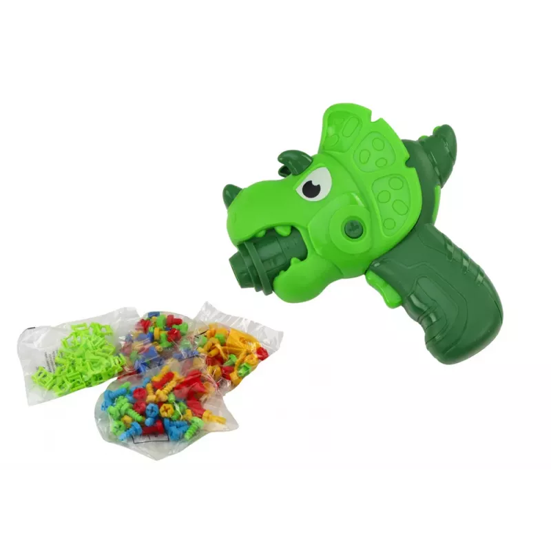 LEAN TOYS Tisch-Koffer DIY Set Puzzle Bausteine Dinosaurier Schraubendreher 249 Teile
