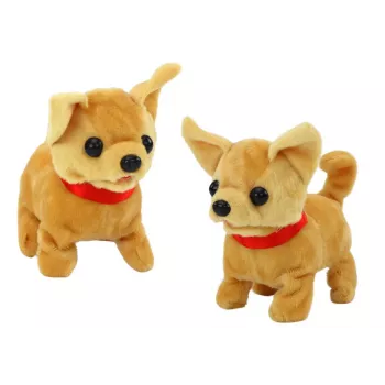 LEAN TOYS Plüsch-Hund interaktiv beige