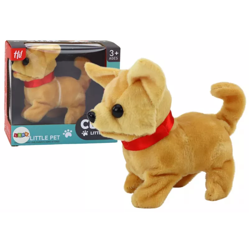 LEAN TOYS Plüsch-Hund interaktiv beige