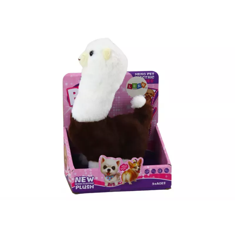 LEAN TOYS Interaktives Lauf-Haustier Lama Alpaka Braun 23cm