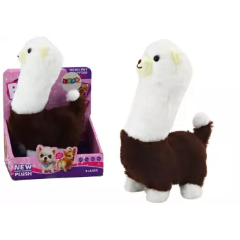 LEAN TOYS Interaktives Lauf-Haustier Lama Alpaka Braun 23cm