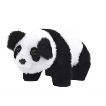 LEAN TOYS Interaktiver Plüsch-Panda im pink-blauen Transporter