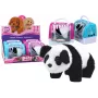LEAN TOYS Interaktiver Plüsch-Panda im pink-blauen Transporter