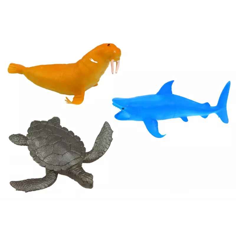 LEAN TOYS Figuren-Set Meerestiere Unterwasser Pinguin Hai Krabbe 10 Stk.
