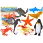 LEAN TOYS Figuren-Set Meerestiere Unterwasser Pinguin Hai Krabbe 10 Stk.