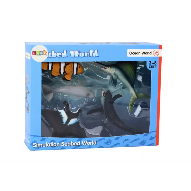 LEAN TOYS Set Meerestierfiguren Hai Delfin Stachelrochen 5 Stück