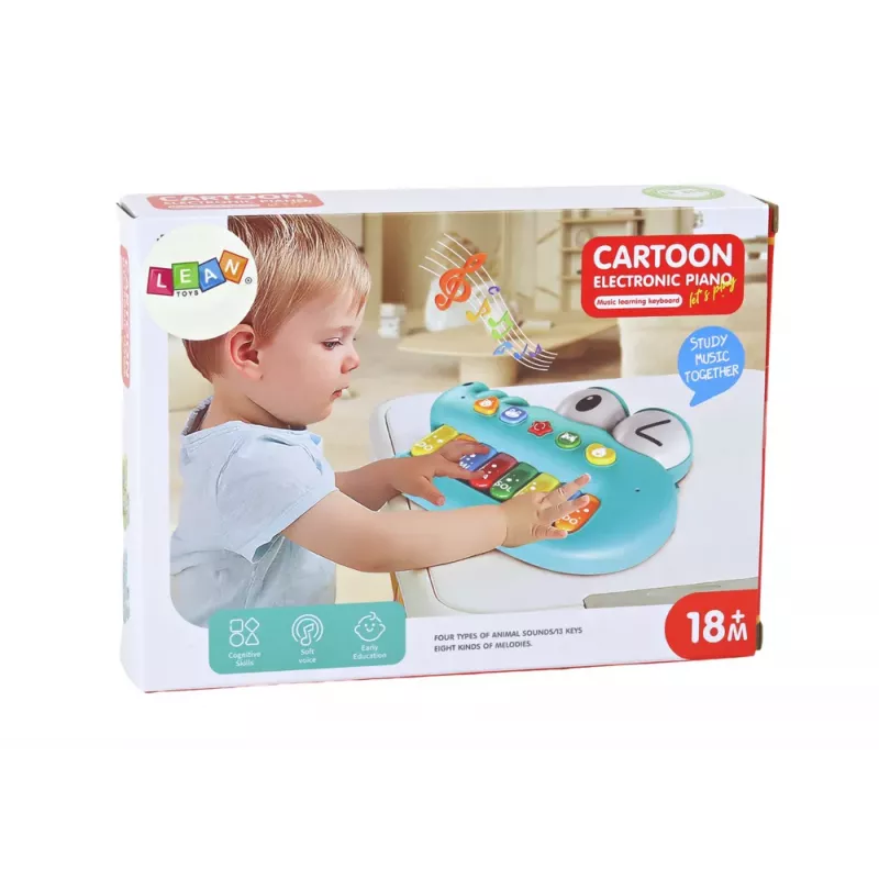 LEAN TOYS Pädagogisches Musik-Klavier-Orgel, grünes Krokodil, Licht- und Klangeffekte