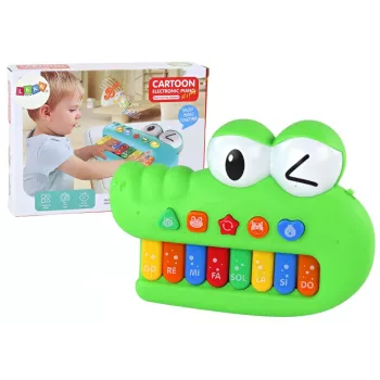 LEAN TOYS Pädagogisches Musik-Klavier-Orgel, grünes Krokodil, Licht- und Klangeffekte
