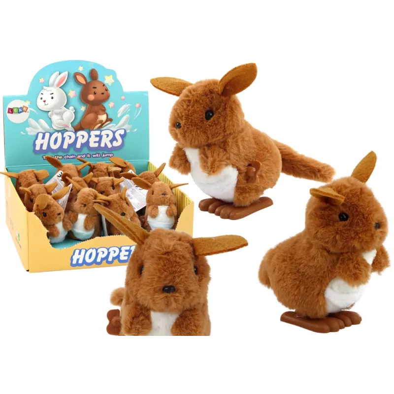 LEAN TOYS Jumping Kangaroo Wind-Up Plush Toy Decoration Brown