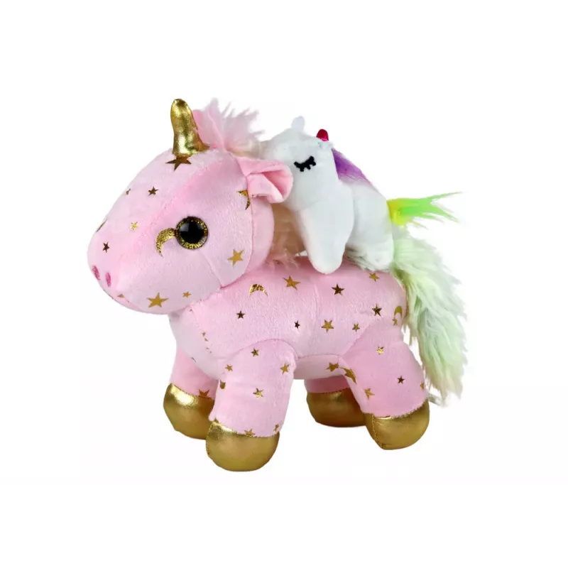 LEAN TOYS Unicorn Plush Sleeping Animal Lullaby Pink With Stars Set