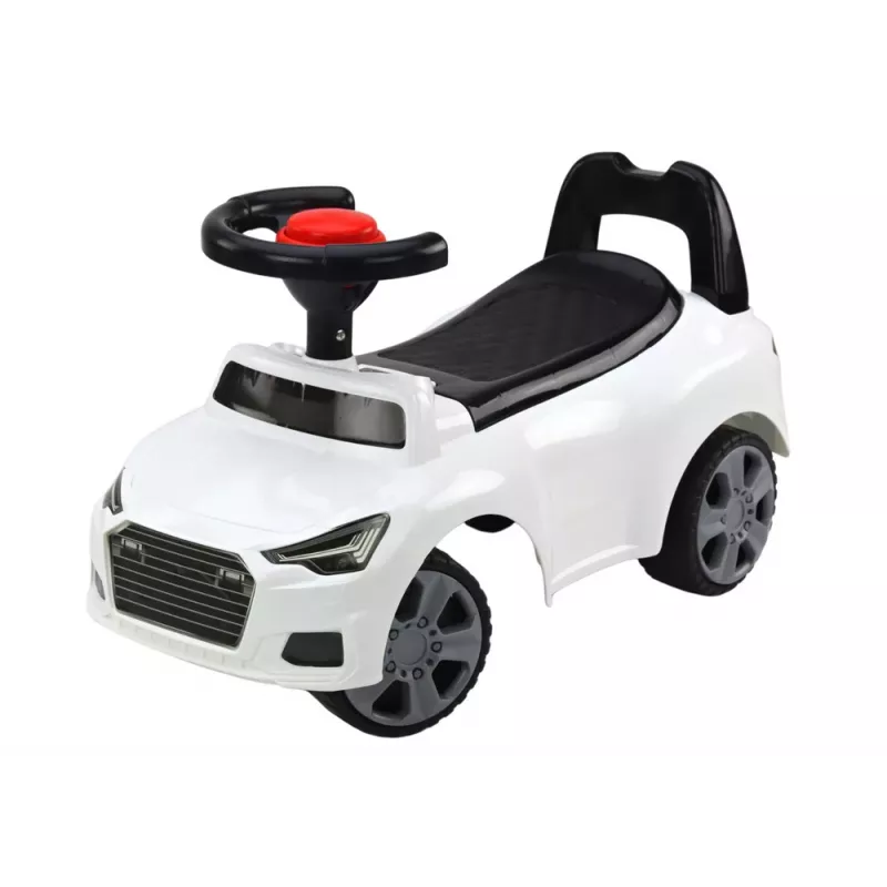 LEAN CARS Kinderauto mit Rückenlehne QX-3396 Hupe Aufbewahrungsbox Weiß