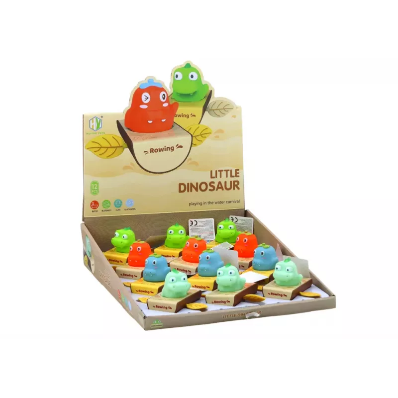 LEAN TOYS Aufzieh-Badespielzeug Dinosaurier im Boot