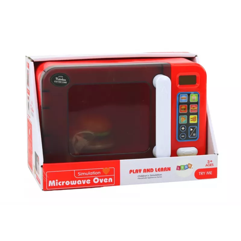 LEAN TOYS Mikrowellen-Spielzeug, Mikrowelle Rot, Zubehör