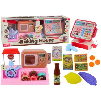 LEAN TOYS Set Donut Shop Confectionery Cash Register Microwave