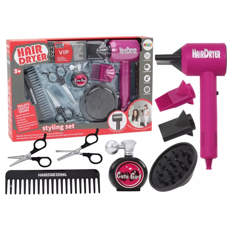 LEAN TOYS Friseurset Beauty Salon Friseur Föhn 10-teilig